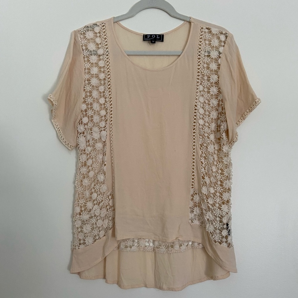 top with crochet cutout design